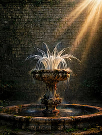Golden Ray – Serene Fountain for a Japandi Living Room Above the Sofa by Henk Egbertzen