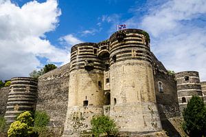 Festung Schloss Angers mit Burggraben in Angers an der Loire Frankreich