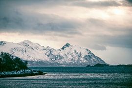 Sunset view on Hadseløya island from Langøya in Vesteralenn