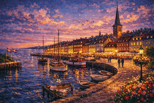 Helsingor in Denemarken, een impressionistisch schilderij.