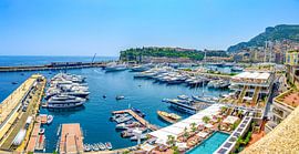 Superyachts in the Monaco harbour during summer by Sjoerd van der Wal Photography