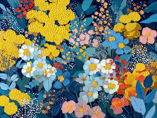 Champ de fleurs bleu nuit sur Thea