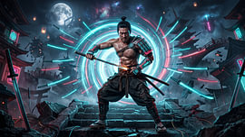 Neon Samurai, Japan von my pixel art