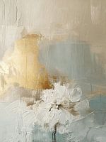 Moderne Abstraktion im Wabi-Sabi-Stil mit Goldakzent