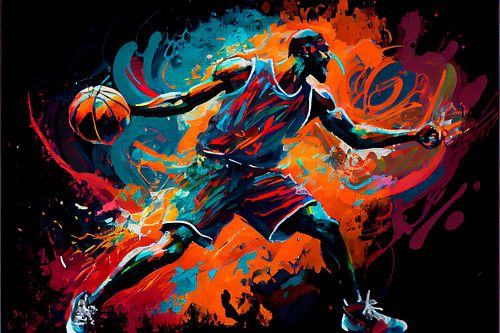 Impressionist painting of basketball player. Part 1