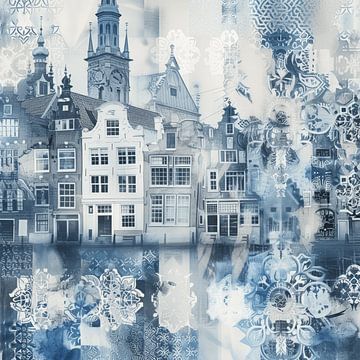 Collage of Delft, in Delft blue by Studio Allee