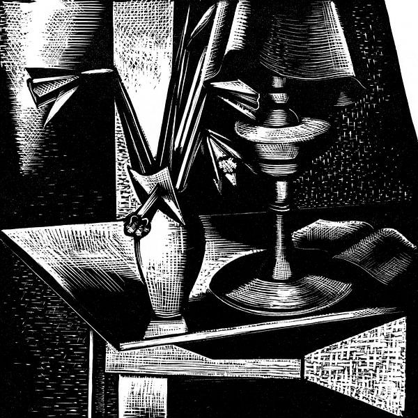Flowers Still Life Black and White by Mad Dog Art