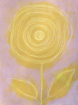 Abstracte botanische bloem in goud, wit en roze van Dina Dankers