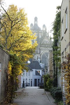 straatje Den Bosch, uitzicht op Sint Jans kerk van Christel Smits