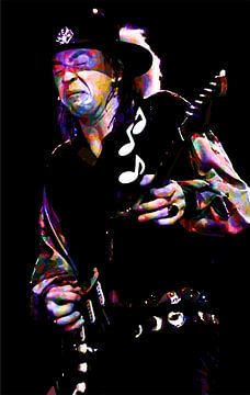 Stevie Ray Vaughan kleurrijke kunst van Andika Bahtiar