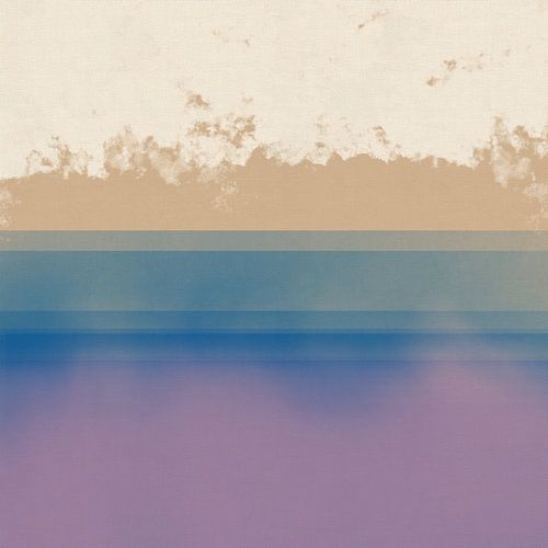 Paysage abstrait en lilas, bleu, beige, blanc sur Dina Dankers