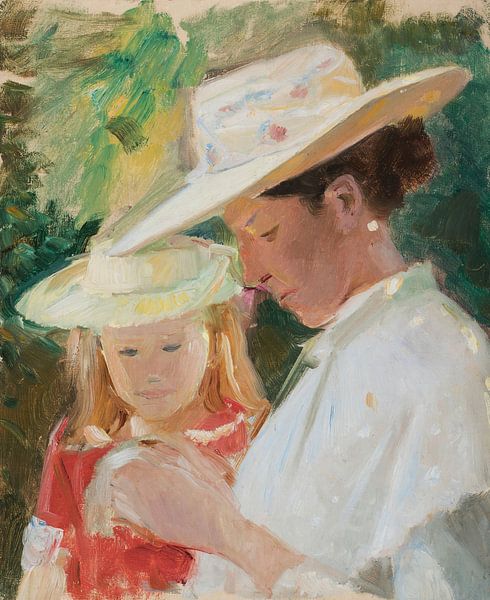 Michael Ancher-Anna en Helga in de tuin van finemasterpiece