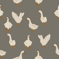 Charming Geese Pattern – Watercolor Illustration