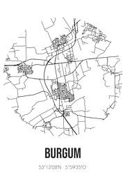 Burgum (Fryslan) | Map | Black and white by Prints of Place
