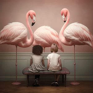 Watching flamingo's van Ton Kuijpers