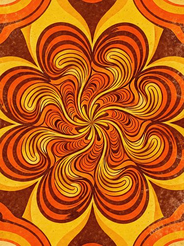 PSYCHEDELISCHE optische bloemenspiraal - Groovy jaren 70 geometrische hypnotische mandala-reflectie