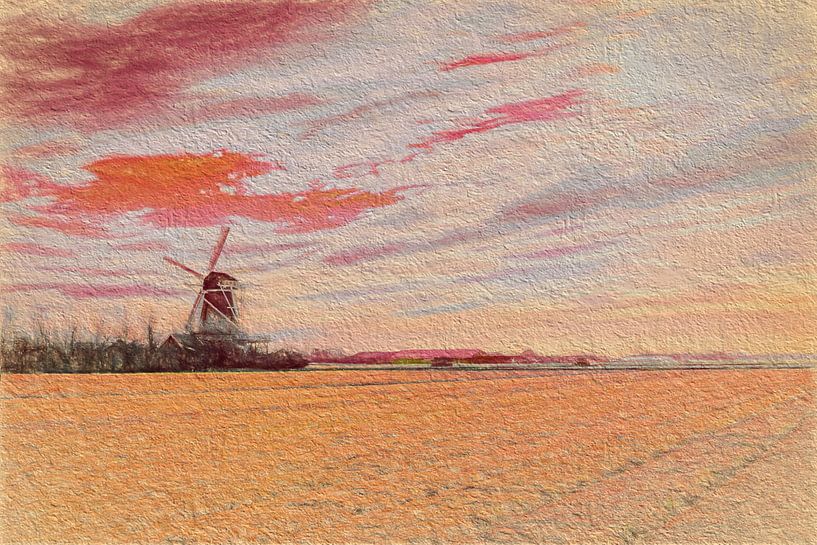Paysage de Hollande du Nord avec moulin à vent  par eric van der eijk
