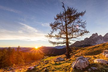 Bergweide met zonsondergang van Coen Weesjes