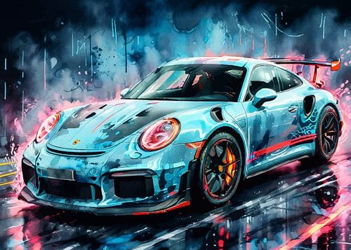 Porsche 911 GT3 RS Lichtblauw Neon