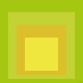Abstract Green Yellow Square – Minimalist Colour Study by Mid Century Art House
