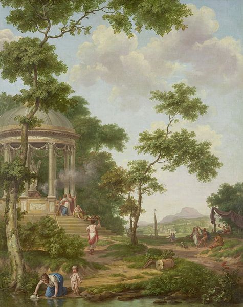 Arcadisch landschap met een tempel, Jurriaen Andriessen van Meesterlijcke Meesters