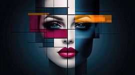 Abstracte samensmelting van vorm en kleur van Klaus Tesching - Art-AI