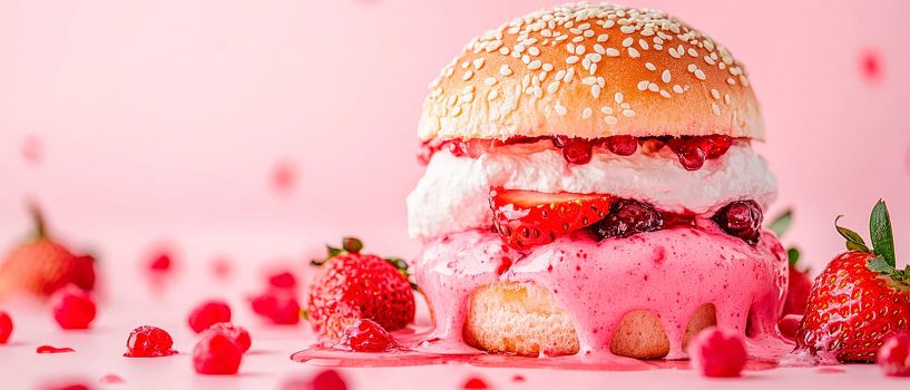 Strawberry burger with cream and berry cream by Poster Art Shop