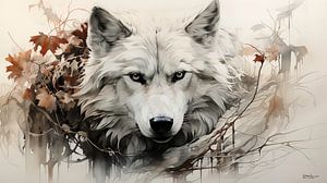 Zeichnung eines weißen Wolfes