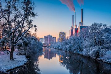 Winter zonsopgang in Hannover, Duitsland van Michael Abid