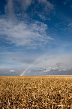 Half a rainbow over Canadian prairie by Christiaan Poot
