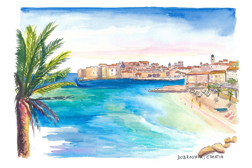 Banje Beach view of the old town of Dubrovnik Croatia sunset by Markus Bleichner