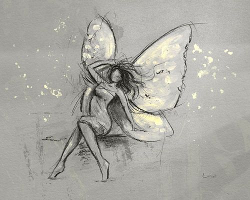 Vlinder elf in grijs en geel