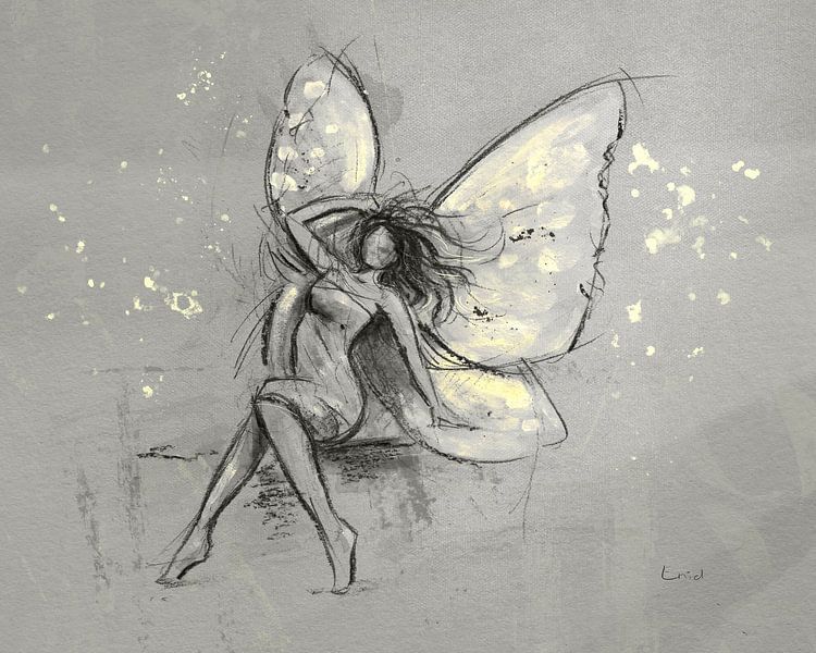 Butterfly elf in grey and yellow by Emiel de Lange
