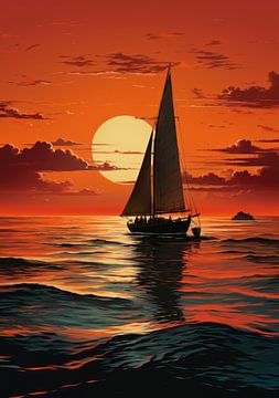Segelboot Meer Maritim Mond Schiffahrt von Niklas Maximilian
