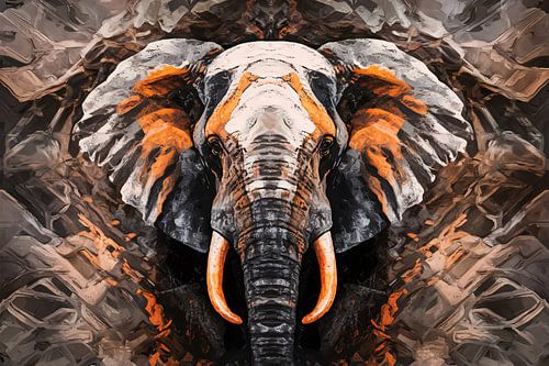 Surrealistisch olifant portret schilderij