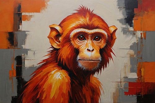 Abstract Oranje Aap in Moderne Kunst