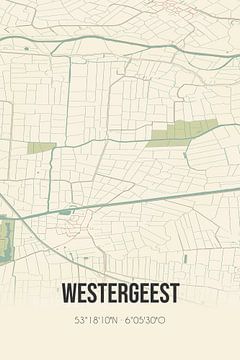Vintage landkaart van Westergeest (Fryslan) van Rezona