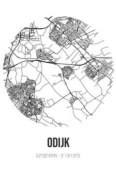 Odijk (Utrecht) | Map | Black and white by Rezona