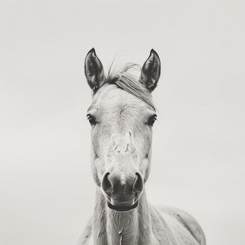 Paard in zwart-wit