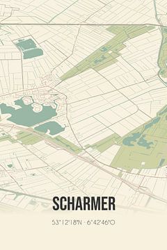 Alte Karte von Scharmer (Groningen) von Rezona