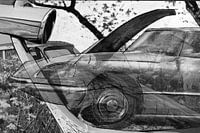 Mixed media van een citroen DS.