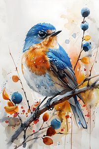 Peinture à l'aquarelle | Peinture Robin | Peinture Oiseau