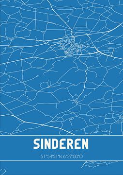 Blauwdruk | Landkaart | Sinderen (Gelderland) van MijnStadsPoster