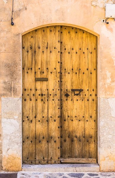 Vieille porte d'entrée en bois, fond d'entrée de maison par Alex Winter