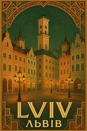 Lviv Rynok Plein Poster - Oekraïne Oude Stad & Stadhuis Toren Kunst van Travel Shop