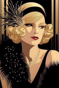 Art Deco bedel in zwart en goud #2 van Skyfall