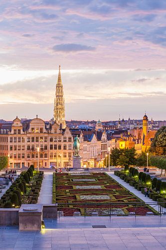 Le Mont des Arts à Bruxelles en soirée