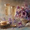 Champagne Stilleven - Macarons Dromerig Schilderij van Joriali Fine Art