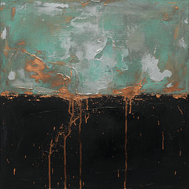 Abstraktes Kunstwerk aus Kupfer, Patina und Schwarz von STUDIO ARTSY