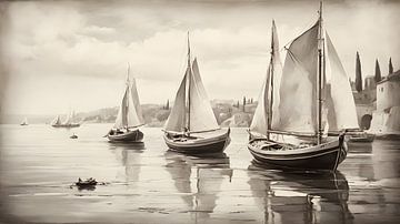 Historic harbour painting by Anton de Zeeuw